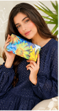Floral Elegance Women's Embroidered Lawn Dress – Navy Blue
