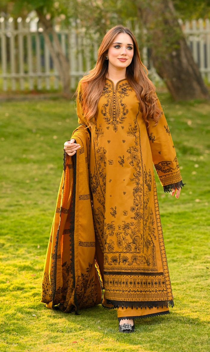 Libaas Mustard Embroidered Lawn 3-Piece Suit