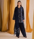 Midnight Bloom Embroidered 3-Piece Lawn Suit – Navy Blue