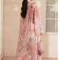 Baroque Pink Floral Embroidered Lawn Suit with Chiffon Dupatta